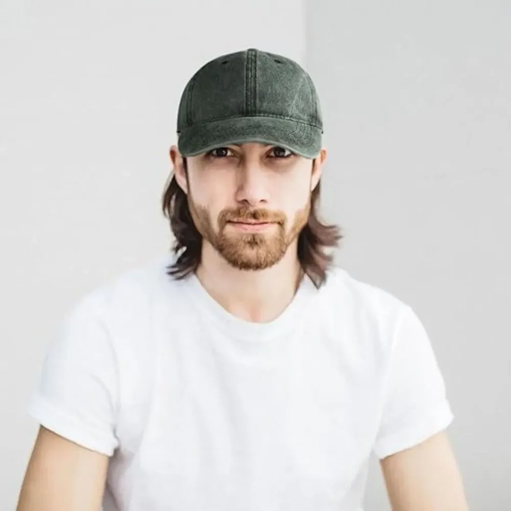 Unisex Army Green Washed 100% Cotton Adjustable Size Strap Classic Baseball Cap